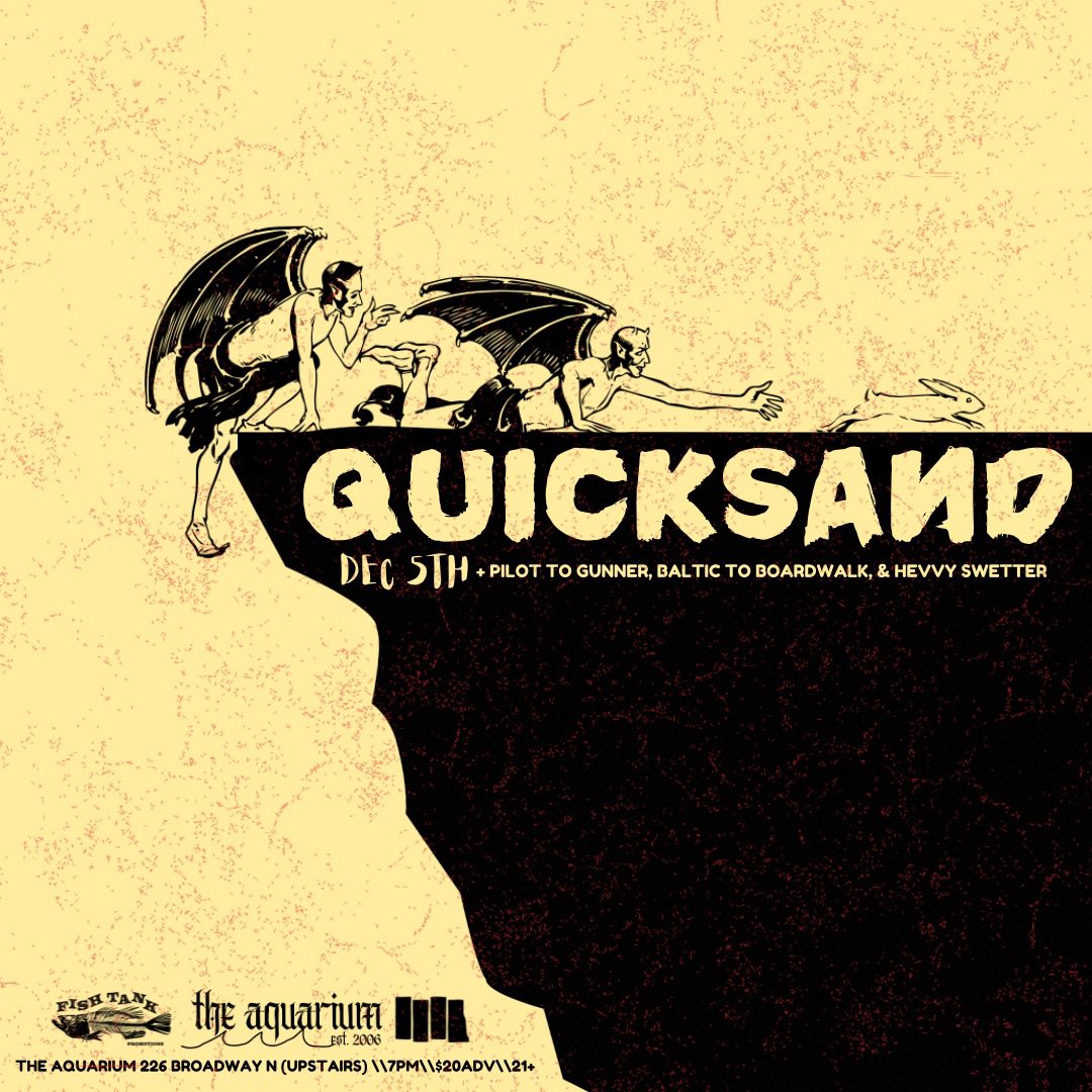 baltic2boardND's tweet image. Just hours away from this crazy show with Quicksand at The Aquarium! We as a band cannot tell you how crazy you’d be if you didn’t show up. BUT YOU’D BE BONKERS! Get your tickets now!
Tickets at Demps, Orange Records, or AquariumFargo.com • DO NOT MISS THIS
📸 @benhoos