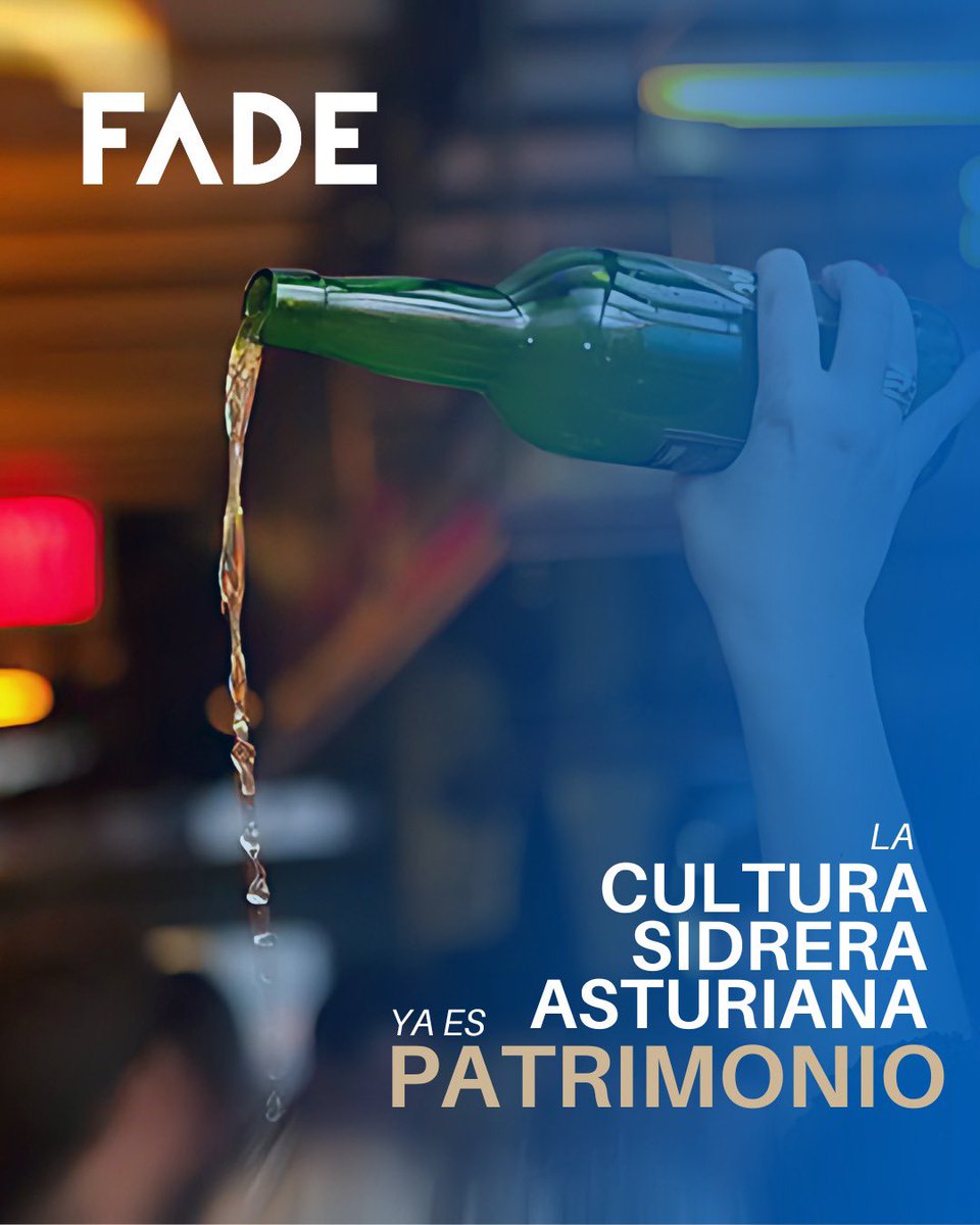 FADEAsturias's tweet photo. 🎉 La cultura sidrera asturiana, Patrimonio Cultural Inmaterial de la Humanidad de la @UNESCO_es. 

🍏Este reconocimiento pone en valor no solo la tradición de nuestra emblemática bebida, sino también todo lo que representa: la historia, el saber hacer, el esfuerzo de nuestras empresas y la pasión de tantas generaciones que han mantenido viva uno de los tesoros de nuestro paraíso natural.

👏🏻 Desde FADE,  felicitamos a todas las familias, #EmpresasDeAsturias y entidades que hacen posible que la sidra y su cultura sigan siendo un motor económico y cultural para Asturias. Este hito es un paso más para consolidar la marca Asturias en el panorama mundial.