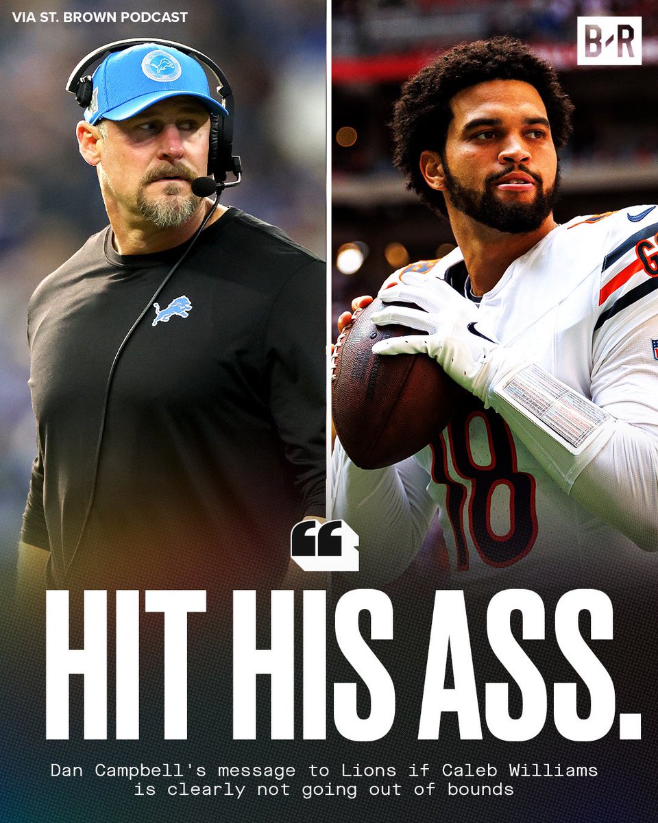 BleacherReport's tweet photo. Dan Campbell and the Lions did not let up on Caleb Williams on Thanksgiving 😳

(via @StBrownPodcast) https://t.co/mz3WdIOmpv