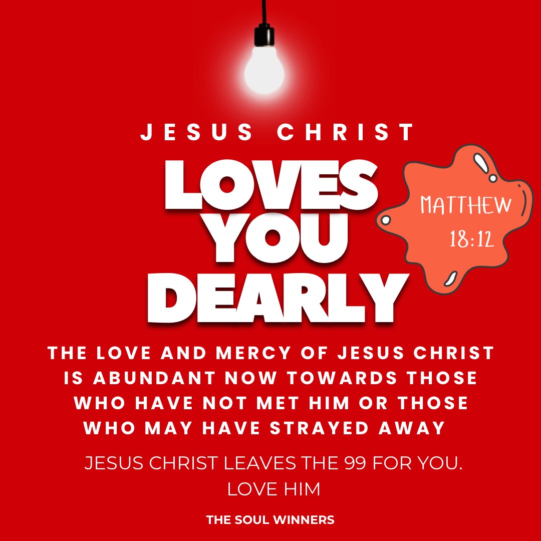_thesoulwinners's tweet image. EXCEPTIONAL LOVE❤️

Matthew 18:12 (NIV)
“What do you think? If a man owns a hundred sheep, and one of them wanders away, will he not leave the ninety-nine on the hills and go to look for the one that wandered off?

Jesus Christ leaves the 99 for you. Love Him!

#love