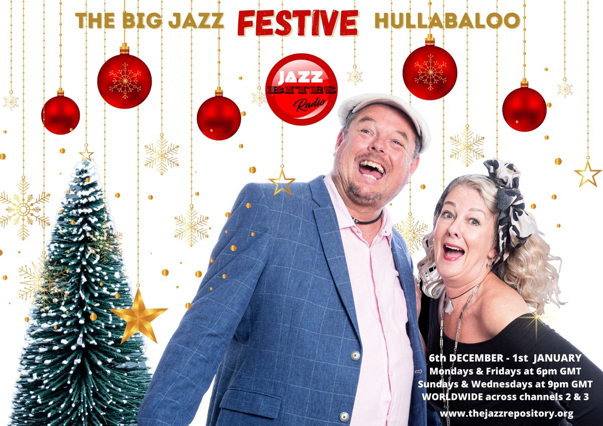 Our Big Jazz Hullabaloo #festive &amp; #NewYear special hits the airwaves on Friday featuring our favourite #Xmas jazz incl <a href="/davebarnesmusic/">Dave Barnes</a> <a href="/ashleyslater247/">Ashley Slater</a> <a href="/GaryAlesbrook/">Gary Alesbrook</a> <a href="/DianaKrall/">Diana Krall</a> <a href="/itstonybennett/">Tony Bennett</a> <a href="/ThePeeWeeEllis/">Pee Wee Ellis</a> <a href="/JaneMonheit/">Jane Monheit</a> <a href="/redEvelyn/">Evelyn Laurie 🎶🏴󠁧󠁢󠁳󠁣󠁴󠁿 🇪🇺🌻</a> &amp; more! #TuneIn worldwide 4 times a week!