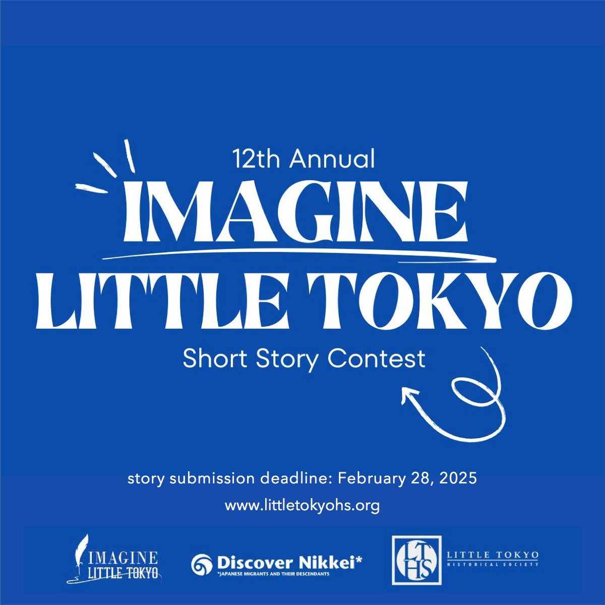 #ImagineLittleTokyo short story contest! Categories: English, #日本語 &amp; youth. Deadline: 2/28/25
12回イマジンリトル東京ショートストーリー・コンテストの作品を、英語成年・英語青少年（18  歳以下）・日本語の３部門にて募集しています。応募締め切りは2025年2月28日
littletokyohs.org