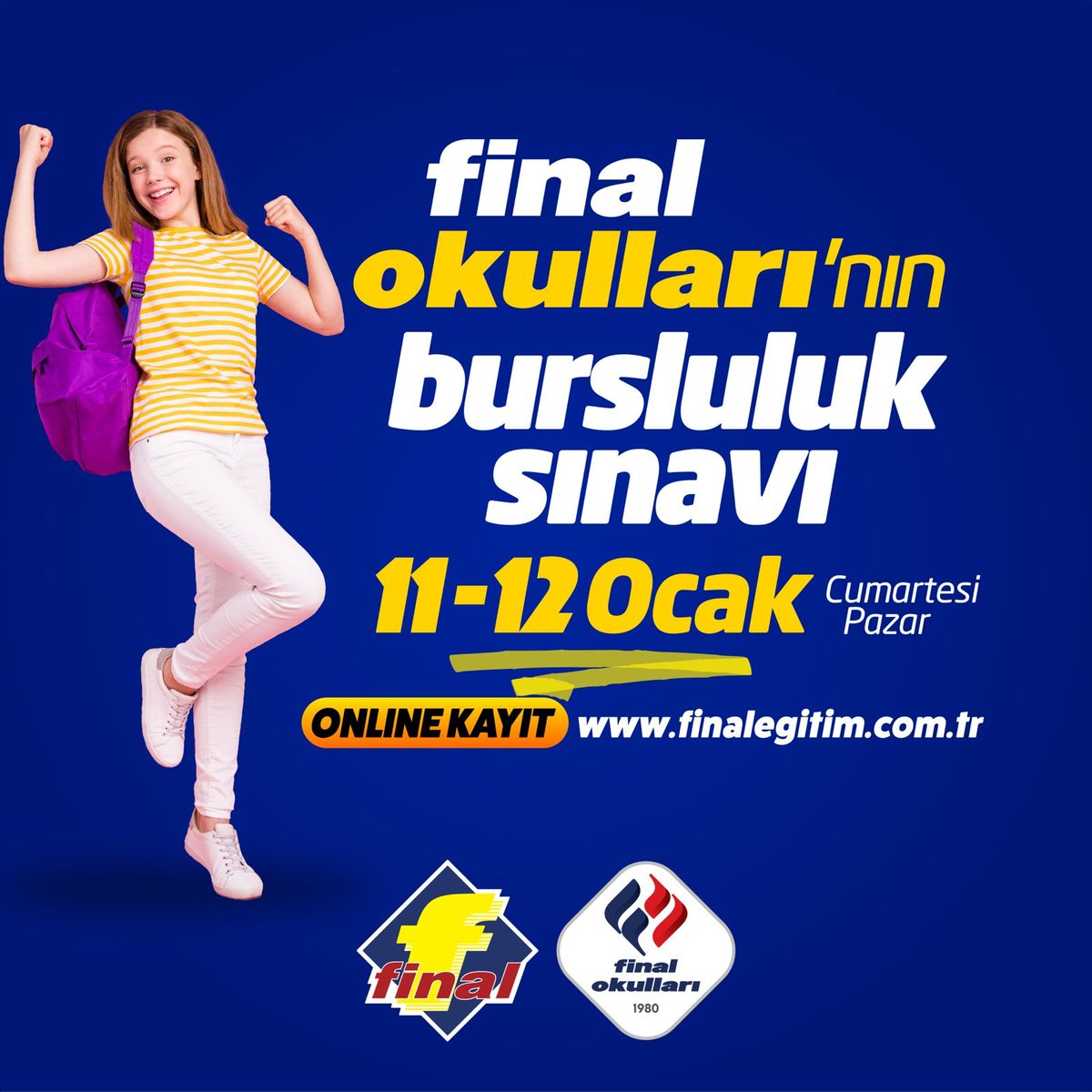 Final'li olmak icin 11=12 Ocak 'ta Florya Final Okulları’nda buluşuyoruz.
finalegitim.com.tr adresinden kayıt yapabilirsiniz.