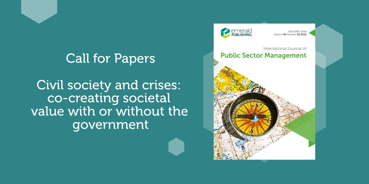 Call for Papers! This SI from #IJPSM invites research on the role of #civil society in tackling societal crises, with or without #government collaboration. Topics include co-creation, social innovation, and fostering #valuecreation &amp; #democratic legitimacy. Click here to submit