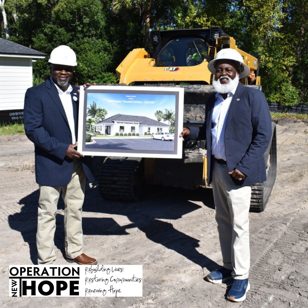 renewhope's tweet photo. Ground has officially broken on the Vineyard Transitional Center in Green Cove Springs! 🙌

This facility will provide housing for up to 12 Second Chance Citizens while they receive career development training, mental health therapy, and other vital services. #reentry https://t.co/GB8HRN0Uf9