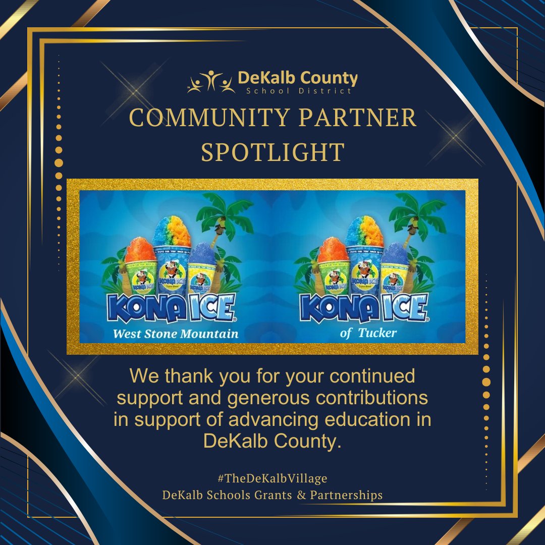 🌟 Community Partner Spotlight 🌟

Thank you, Erica Lawrence of Kona Ice of West Stone Mountain and Stacey Keller of Kona Ice of Tucker, for donating $800 in shaved ice at the #DCSD Back-to-School Rally! 🍧 Your support added joy and excitement to the event and smiles to