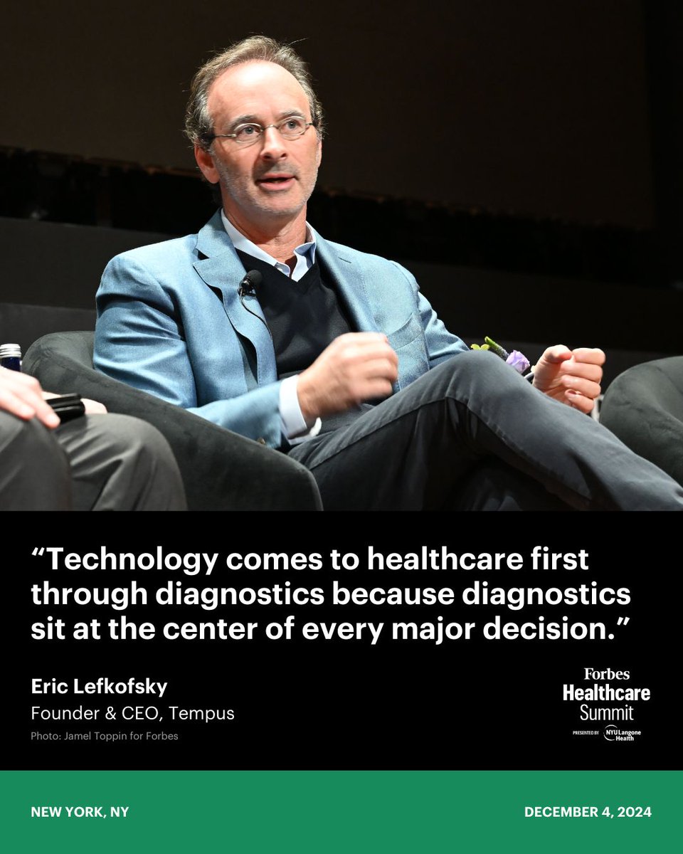 Eric Lefkofsky, Tempus founder and CEO, spoke about the power of AI at the 2024 Forbes Healthcare Summit. #ForbesHealth trib.al/x3ocTxQ