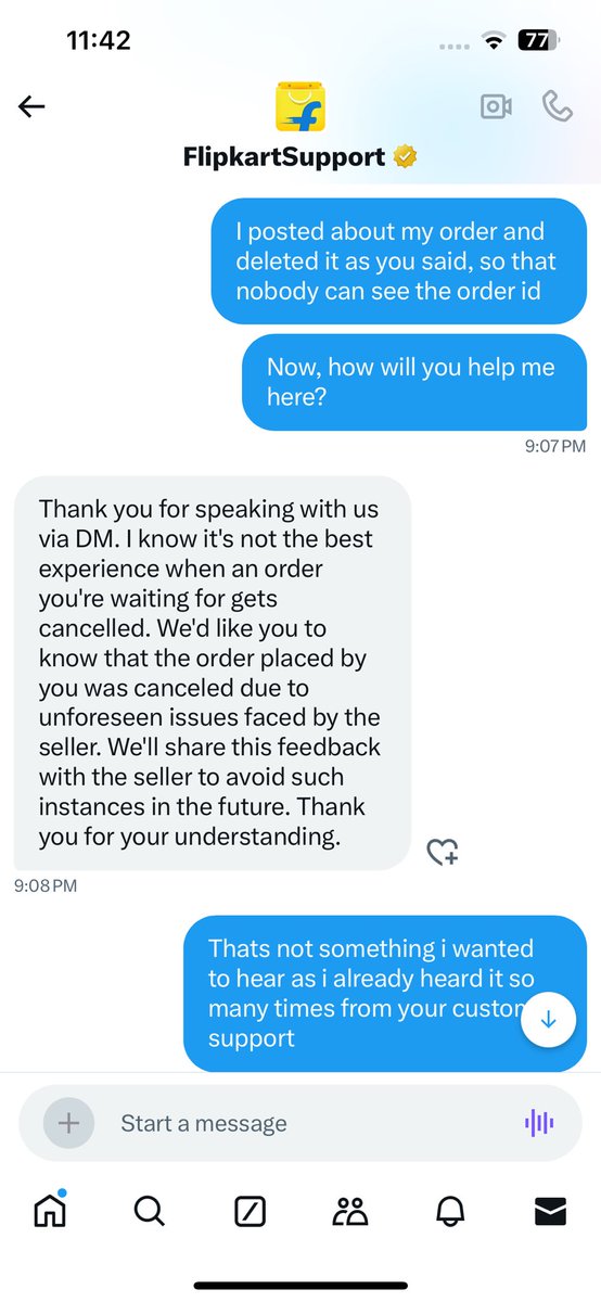 targetsiblings's tweet photo. Hello @Flipkart , this is my 3rd time saying that I haven’t received any proper resolution to my problem. If you think that your experts have provided it then reply me with a screenshot of it or dm me. I don’t think i have received any proper solution. https://t.co/MobfVNZ0T2