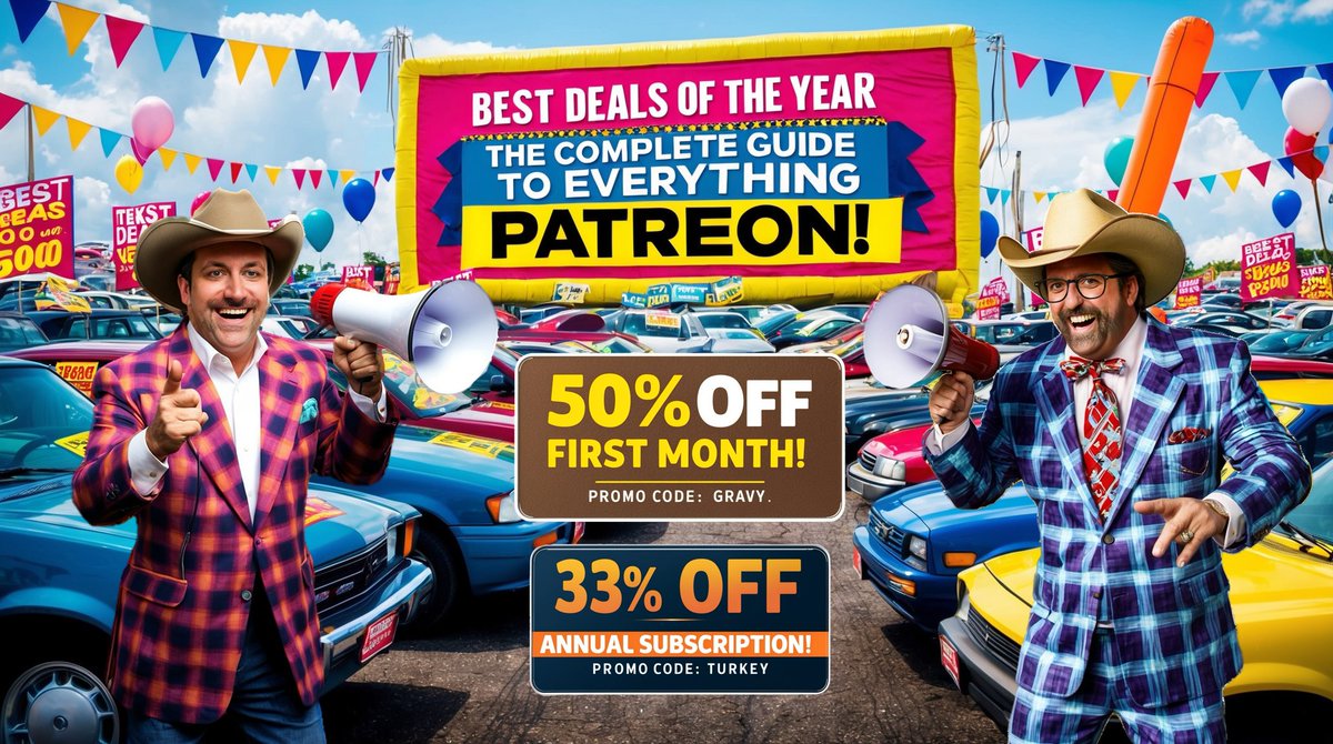 Come on down to our Patreon where we're practically giving away memberships! At these prices, we're losing our shirts!

Deals end Friday, so you'd better act fast.