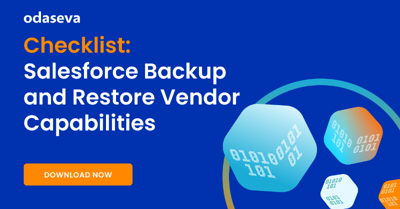 odaseva's tweet photo. Protecting your Salesforce data is non-negotiable—but is your backup and restore solution up to the task?

Our Backup &amp; Restore Vendor Checklist takes the guesswork out of choosing the right provider. Discover what truly matters: security, automation, performance, and more.