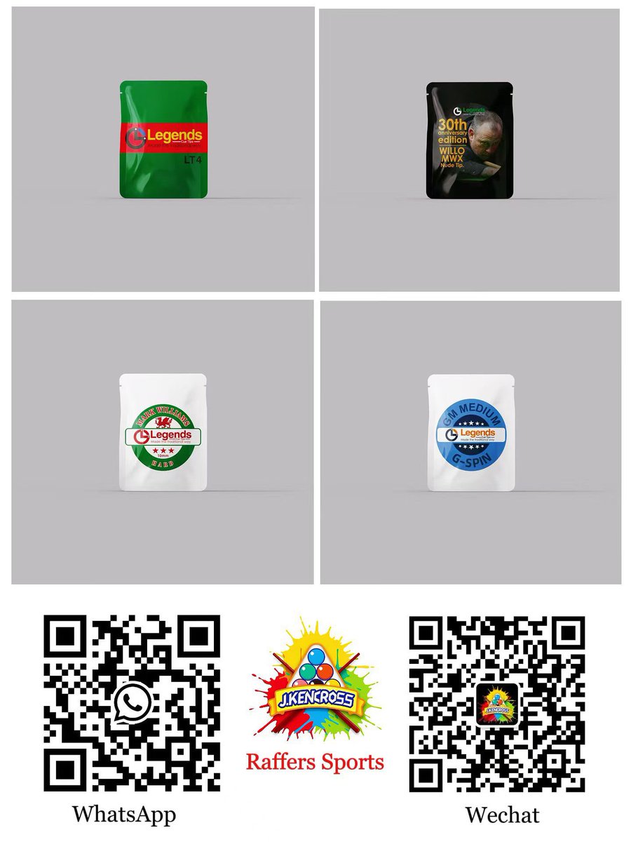 Exclusively in China we are please to introduce the Legends Single Tip range…

This is Taobao online shop : 
e.tb.cn/h.TWq9DdQQfhYY… HU0854

<a href="/Snookerlegends/">Snooker Legends</a> <a href="/tangluyou147/">Tang Luyou</a>