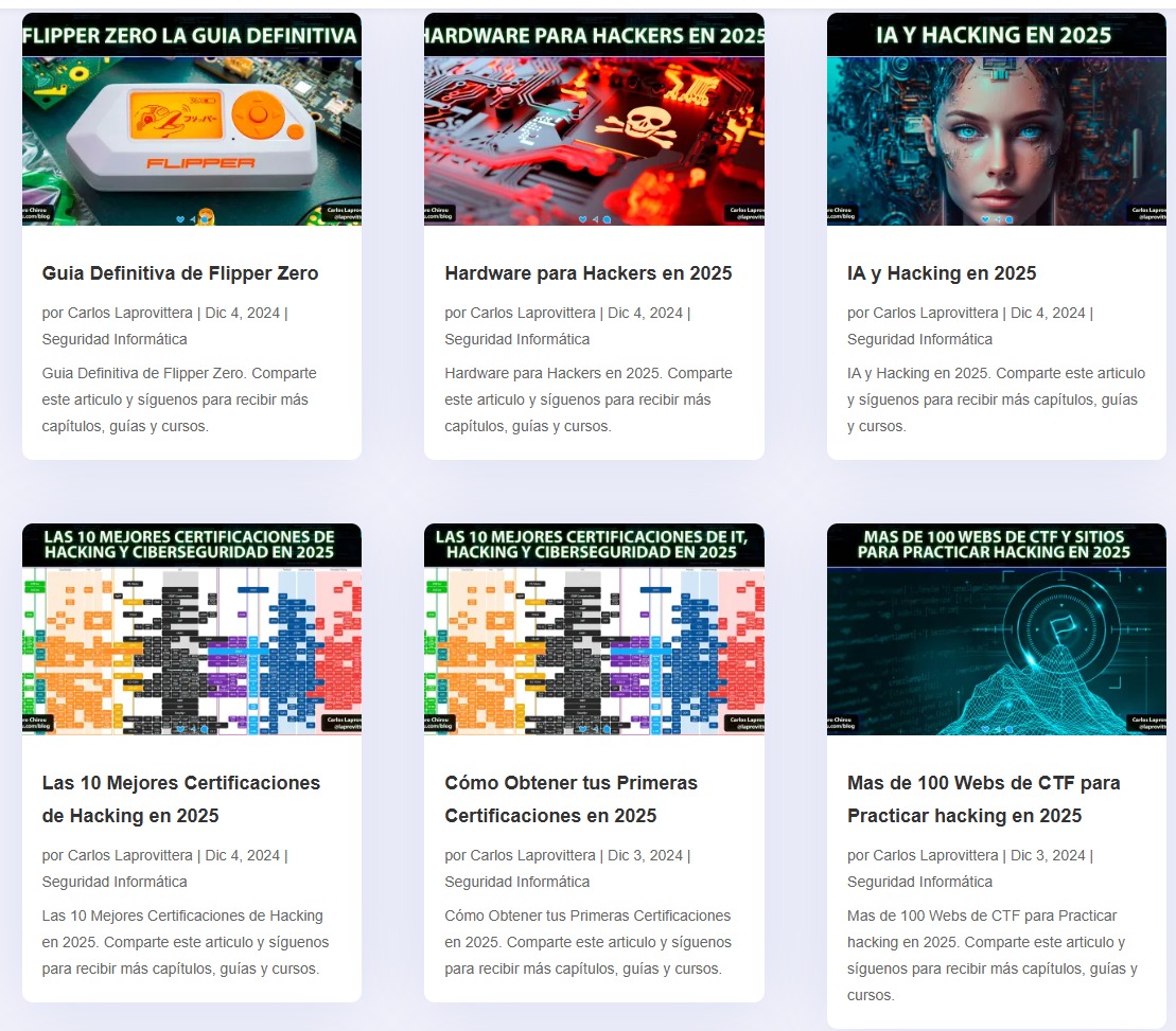 🔥 YA SE VIENE: CÓMO INICIARSE EN HACKING Y CIBERSEGURIDAD EN 2025🔥

🔥 36 ARTÍCULOS DEDICADOS A COMO INICIARSE EN HACKING Y MÁS DE 300 ARTÍCULOS EN DONDE APRENDERAS:

✅ REDES
✅ LINUX
✅ PROGRAMACIÓN
✅ HACKING

 Y TAMBIEN QUE CERTIFICACIONES TOMAR, CÓMO OBTENER PRÁCTICA E