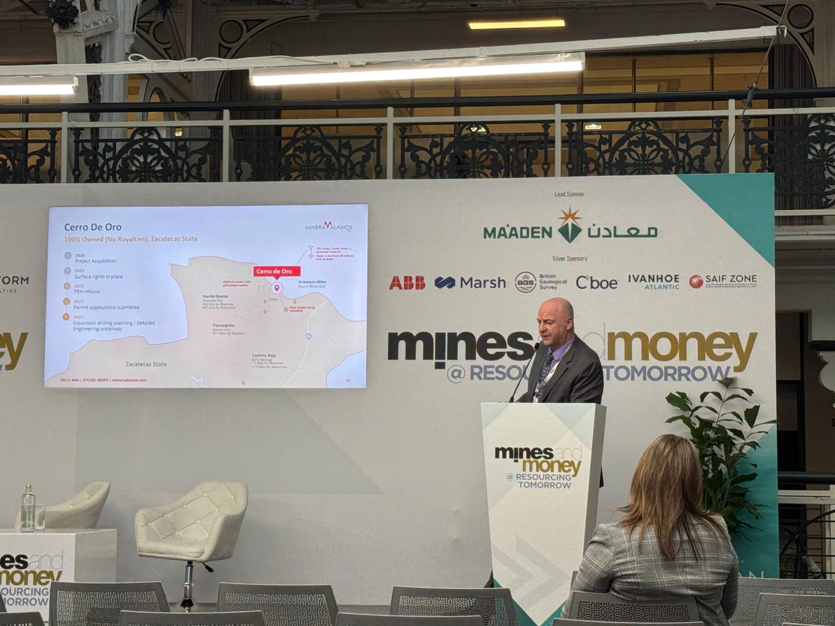 Our President &amp; Director Doug Ramshaw presenting Minera's story at #MinesAndMoney London!

Visit our page to keep up with our latest developments: bit.ly/4gan89K  

<a href="/ResourcingTomo/">Resourcing Tomorrow</a> $MAI.V $MAIFF