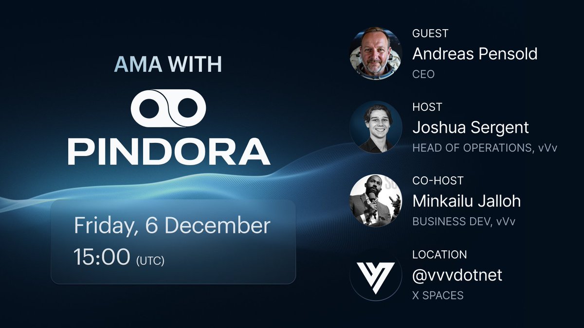vvvdotnet's tweet photo. Join us for an in-depth AMA with @Pindora_HQ : 

Your private AI with LUCIA.

Guest: @AndreasPensold | Host: @itsjoshvvv 

➡️Set your reminders: https://t.co/f9Yo1ejqmx https://t.co/Bk8yNqvgnz