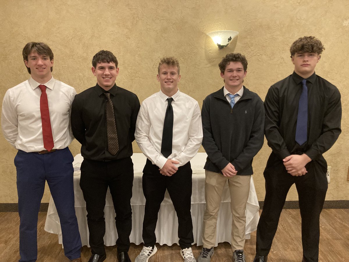 Congratulations to the following MP football players who attended the Interstate All-Conference banquet:
Jarett Garn, Logan Parson, Garrett Eicher, Cole Chatfield, &amp; Carter . Not pictured, Stephen Predajna. <a href="/MPASDVikings/">Mount Pleasant Area School District</a> <a href="/BillBeckner/">Bill Beckner</a> <a href="/WestmorelandSN/">Westmoreland Sports Network</a>