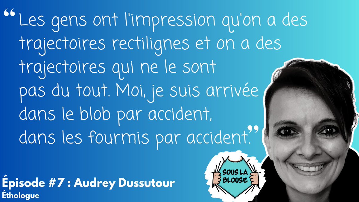 🎄Calendrier de l’Avent, j 4
@Docteur_Drey éthologue : « Les gens ont l'impression qu'on a des trajectoires rectilignes et on a des trajectoires qui ne le sont  pas du tout. Moi, je suis arrivée dans le blob par accident dans les fourmis par accident»
🎧 smartlink.ausha.co/sous-la-blouse…