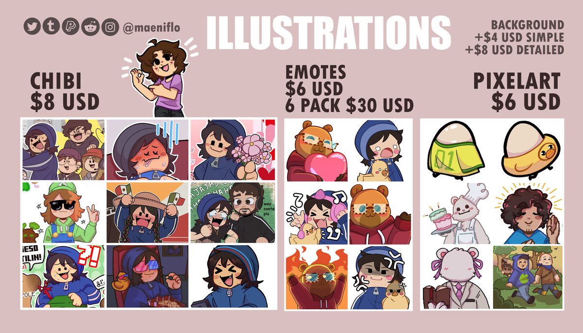 maeniflo's tweet photo. ‼️OPEN COMMISSIONS‼️

hey guys🤍

I’m opening commissions to pay for my physiotherapy and my next semester of college :D

my work includes: illustrations, animations, emotes, stream screens, banners, pixelart, etc

check my portfolio in my profile for more examples! https://t.co/qWIdvdKxzr