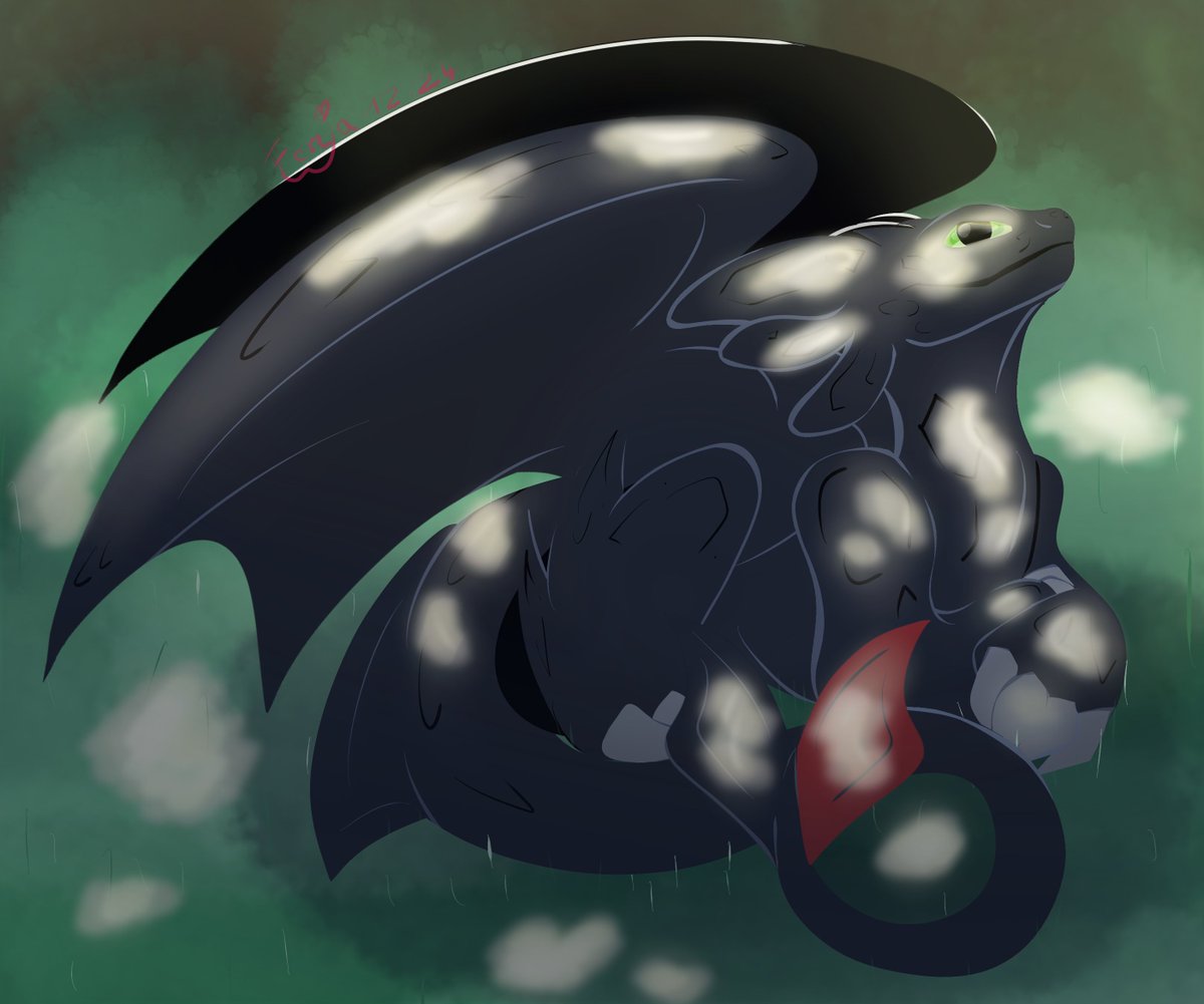 fenja_maus's tweet photo. Toothless just chilling c:
(q.q I know I colored the wrong side of the tail)

#httyd #Toothless #linelessart #digitalart https://t.co/FAtJdCZlAJ