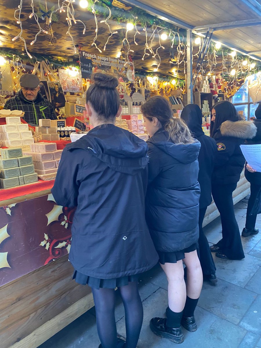 DerbyHSBuryMFL's tweet photo. Our annual French Year 10 trip to the Manchester Christmas Markets. Students were super at asking questions in French and hunting for information for their activity booklets. It was indeed a bon voyage @derbyhighbury #marchédenoël https://t.co/l3OvB1GOSC
