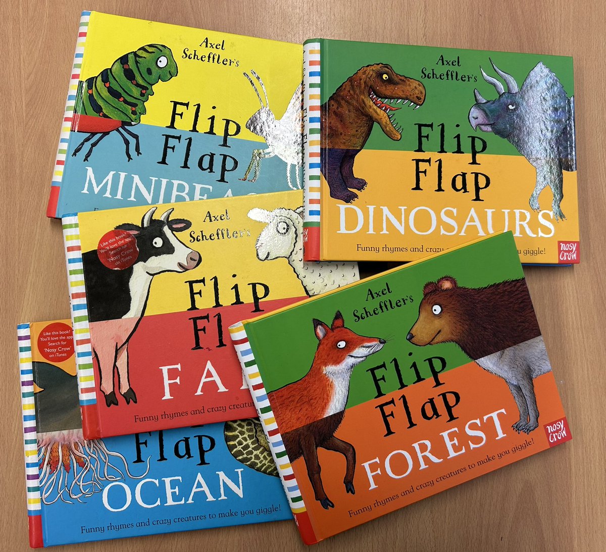 I am SO grateful for the Flip Flap series from #AxelScheffler. It never fails to capture the attention of the children I work with who don't otherwise interact positively with books. Endless joy &amp; belly laughs as we create the strangest creatures we can. Thank you <a href="/NosyCrow/">Nosy Crow</a> 🦊 🐻