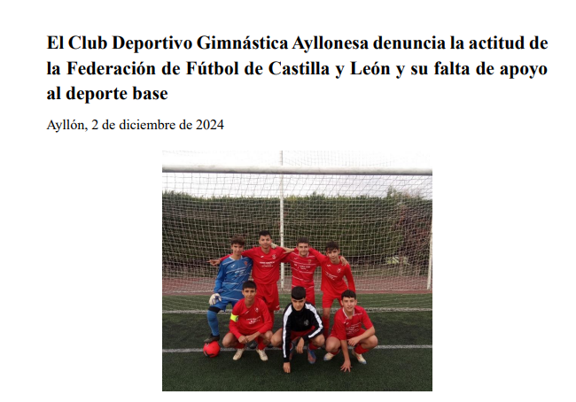 elfutbolmodsto's tweet image. Cada día sentimos más vergüenza de los que dirigen la RFCYL.
Multa de 1000€ de la delegación Segoviana a la Gimnástica Ayllonesa.
Multar un equipo cuando hizo hasta lo imposible por aplazar el partido.
TODAVÍA ESTAMOS ESPERANDO RESPONSABILIDADES POR LAS CAGADAS QUE HACEIS.