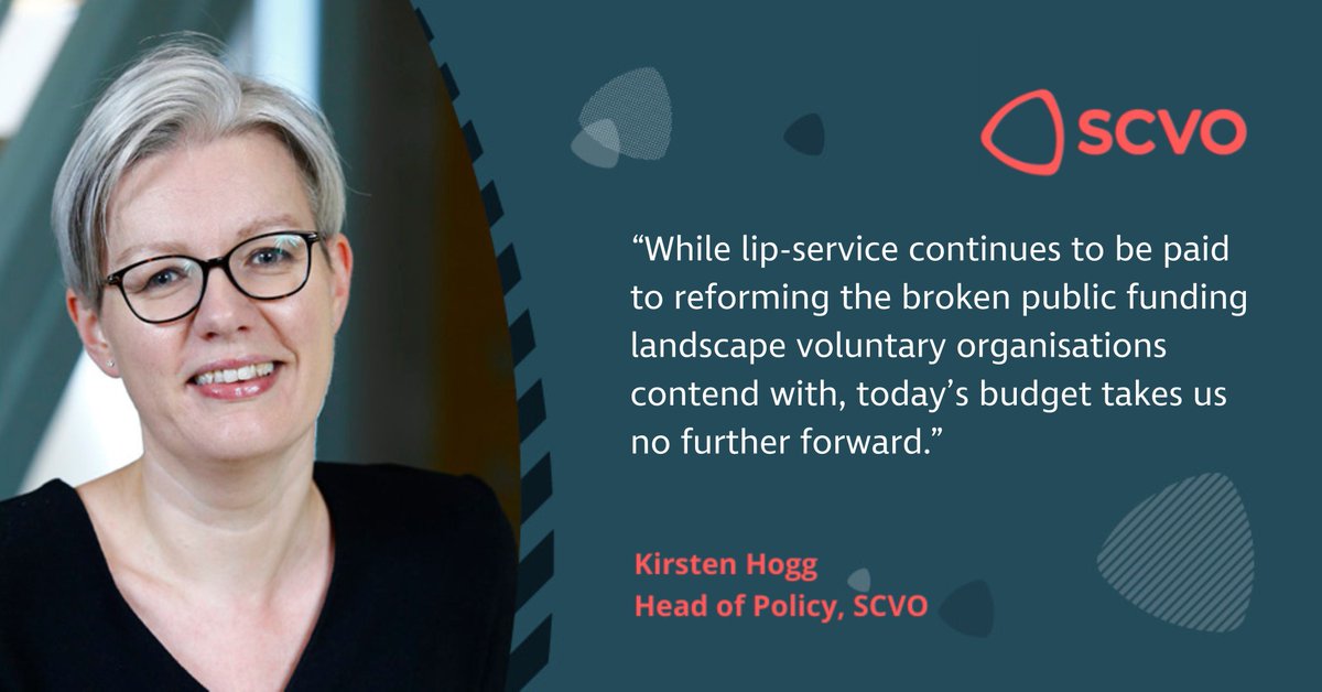 SCVO (@scvotweet) on Twitter photo Despite the <a href="/SP_SJSS/">Social Justice and Social Security Committee</a>’s pre-budget call for a funding system that is fair, flexible, sustainable and accessible, we failed to see that materialise in today's #ScottishBudget
Read our full response: buff.ly/3ODC2t1 Despite the <a href="/SP_SJSS/">Social Justice and Social Security Committee</a>’s pre-budget call for a funding system that is fair, flexible, sustainable and accessible, we failed to see that materialise in today's #ScottishBudget
Read our full response: buff.ly/3ODC2t1
