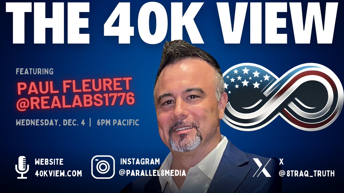 markmessina's tweet photo. Tonight at 6pm Pacific!
My first solo episode of "The 40K Foot View" with special guest Paul Fleuret @RealAbs1776 π₯
Please visit the new channel "Parallel 8 Media" on Rumble and subscribe.
See you in the live chat! https://t.co/aCK24MXTCD