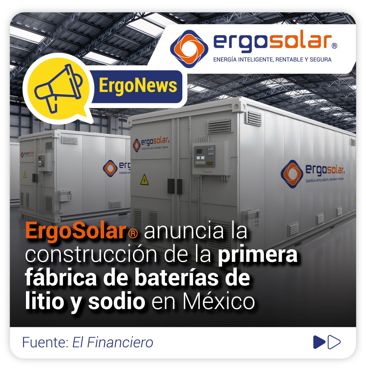 ErgoSolar's tweet photo. ¡ErgoSolar anuncia la construcción de la primera fábrica de baterías de litio y sodio en México!

Aquí puedes consultar la nota completa: https://t.co/KMw0n08Zne https://t.co/zGPsMrt0Oa