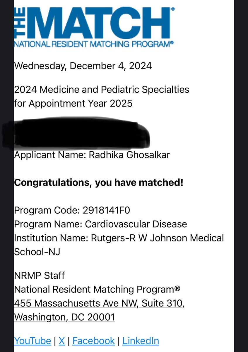 RadhikaGhosalk1's tweet photo. Incredibly excited to be coming back home to NJ for cardiology fellowship @RutgersRWJcards! It felt like a great fit on interview day.I couldn’t  have gotten here without my parents, big brother @bbumc92, and all my mentors at Tufts. 

Here’s to two cardiologists in the 
family! https://t.co/5OGt3JT4Uc