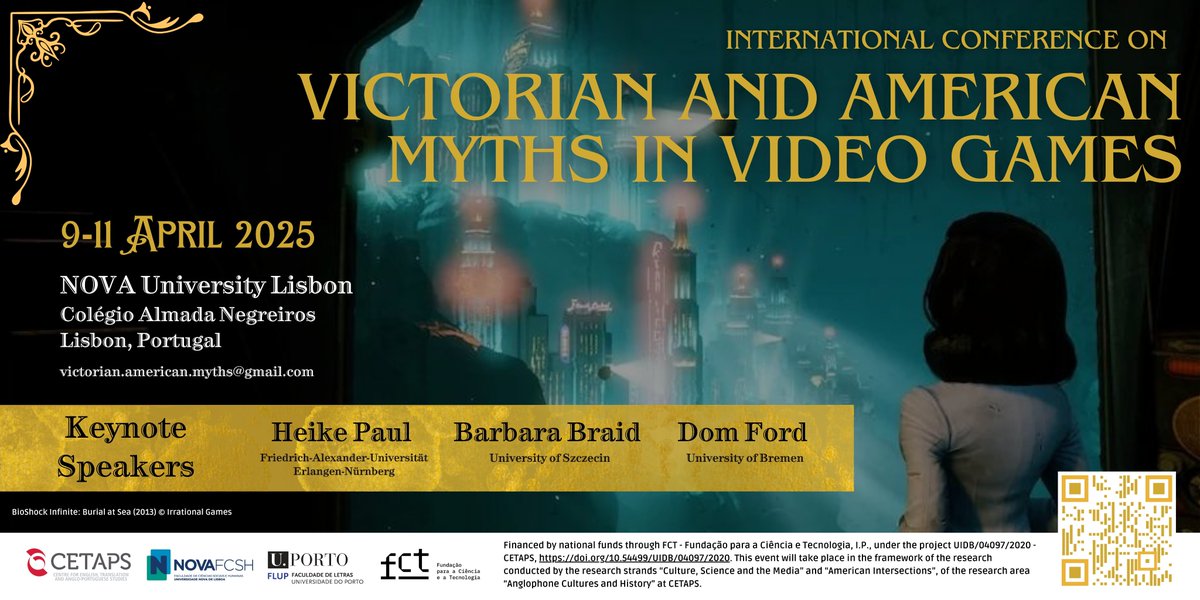 International Conference on Victorian and American Myths in Video Games! 🕹️🎮👾 
9-11 April 2025
NOVA University Lisbon, Portugal
With keynotes @Prof_Heike_Paul <a href="/dr_braid/">Dr Barbara Braid</a> <a href="/DomFord_/">Dom Ford</a> ✨

CFP still open, proposals until 15 December!! 
More here: vam2025.fcsh.unl.pt