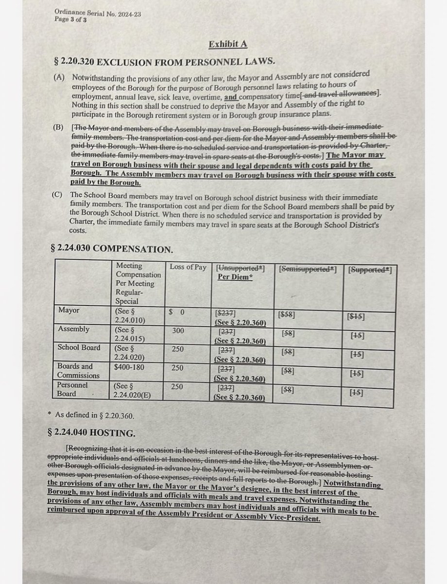 alaskalandmine's tweet photo. Wow. The North Slope Borough Assembly passed a change to their law yesterday that allows the spouse and legal dependents of the mayor to travel at the expense of the borough, as well as the spouses of Assembly members. 

For some context, Mayor Josiah Patkotak makes almost $300,000 a year! And his dad, Crawford Patkotak, is the chair of the North Slope Borough Assembly.