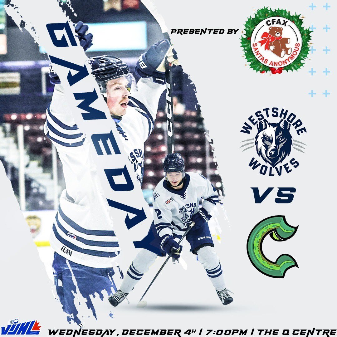 Tonight 🆚 Lake Cowichan 

Make sure to visit the CFAX Santa’s Anonymous Bear Tree, and help us buy toys for this coming holiday season for the kids in need.
