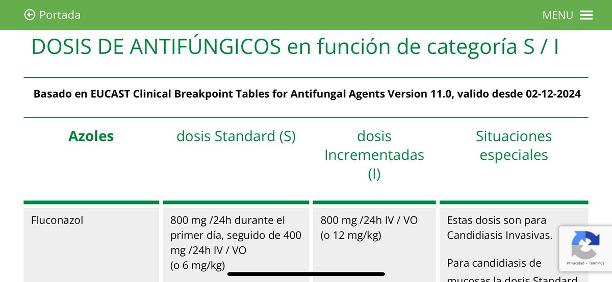 🔴 | NOVEDAD
ANTIFÚNGICOS: hemos añadido en la Guía las dosis Standard (S) e Incrementadas (I) recomendadas por EUCAST (V.11.0 válido 2/12/24)
🔗 antibioterapia.hospitalmacarena.es/antimicrobiano…