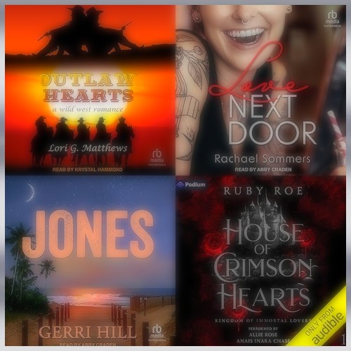 les_fic's tweet photo. My @audible_com list 4 December ⤵️

⏩House of Crimson Hearts by Ruby Roe read by Allie Rose
⏩Love Next Door by @rachael_sommers read by Abby Craden
⏩Outlaw Hearts by @lorigmatthews read by Krystal Hammond
⏩Jones by Gerri Hill read by Abby Craden https://t.co/1ngLxULf6y