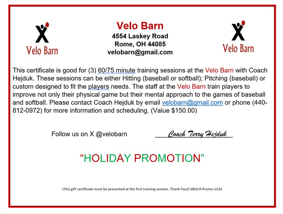 Here is your chance to enter and win 3 FREE Training Sessions at the Velo Barn. Just like and share this post. A winner will be drawn on Friday December 13th for those eligible! Please contact Coach Hejduk with any questions or to book a session at velobarn@gmail.com!