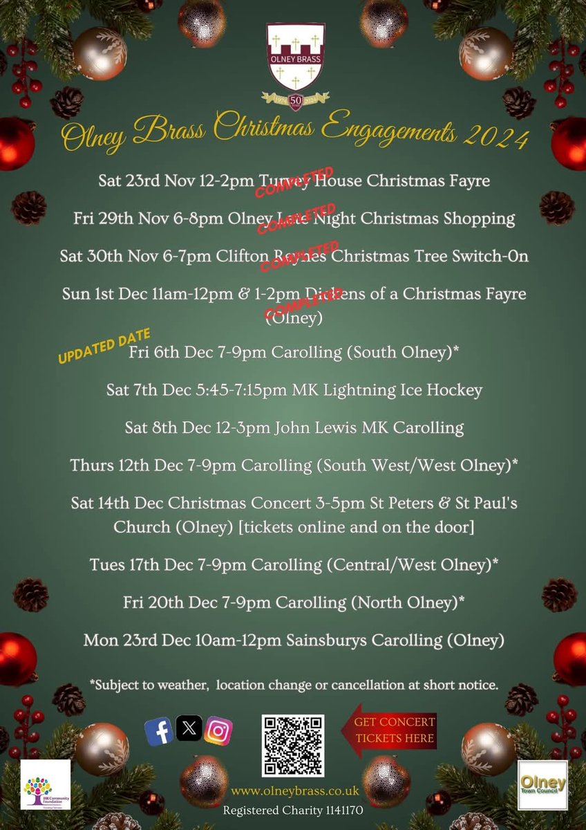 Our Christmas schedule is well under way. Why not come and find us to listen and watch?

🎁🎄🎶🎺🎄🎁
#spreadingchristmascheer 
#communitychristmas 
#olneybrass 
#Christmas2024