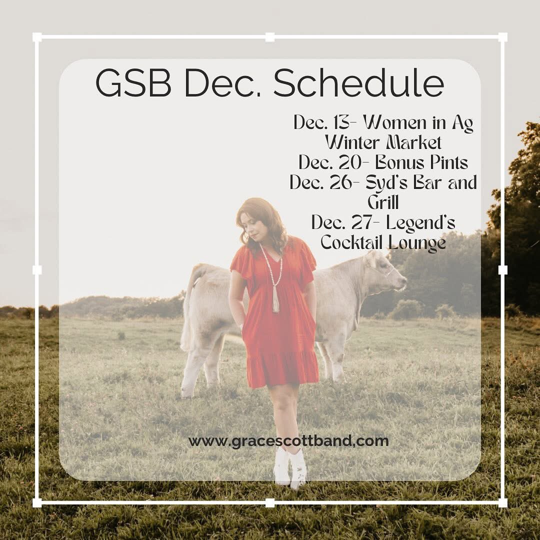 2024 is winding down and we have a handful of shows left and just one last shot to hear a full band show!! Looking forward to some festive cheer in the weeks to come! #gracescottband #countrymusic #country #itsthemoatwonderfultimeoftheyear #feelingfestive