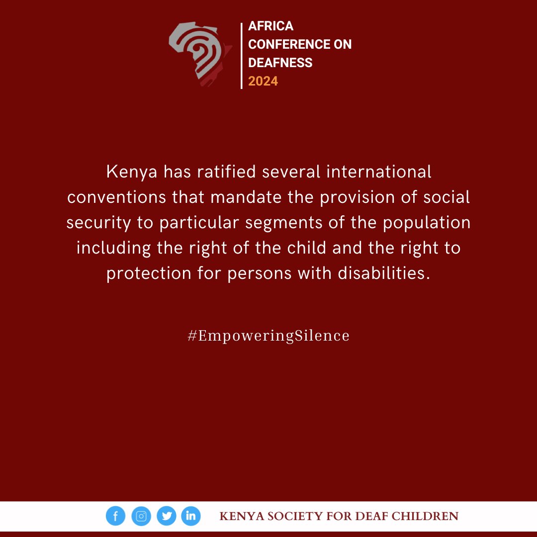 During the inaugural Africa Conference on Deafness, Director Lissel Mogoka mentioned that the nation had incorporated these international and regional child protection frameworks into its domestic law through the constitution of Kenya (2010).

#EmpoweringSilence