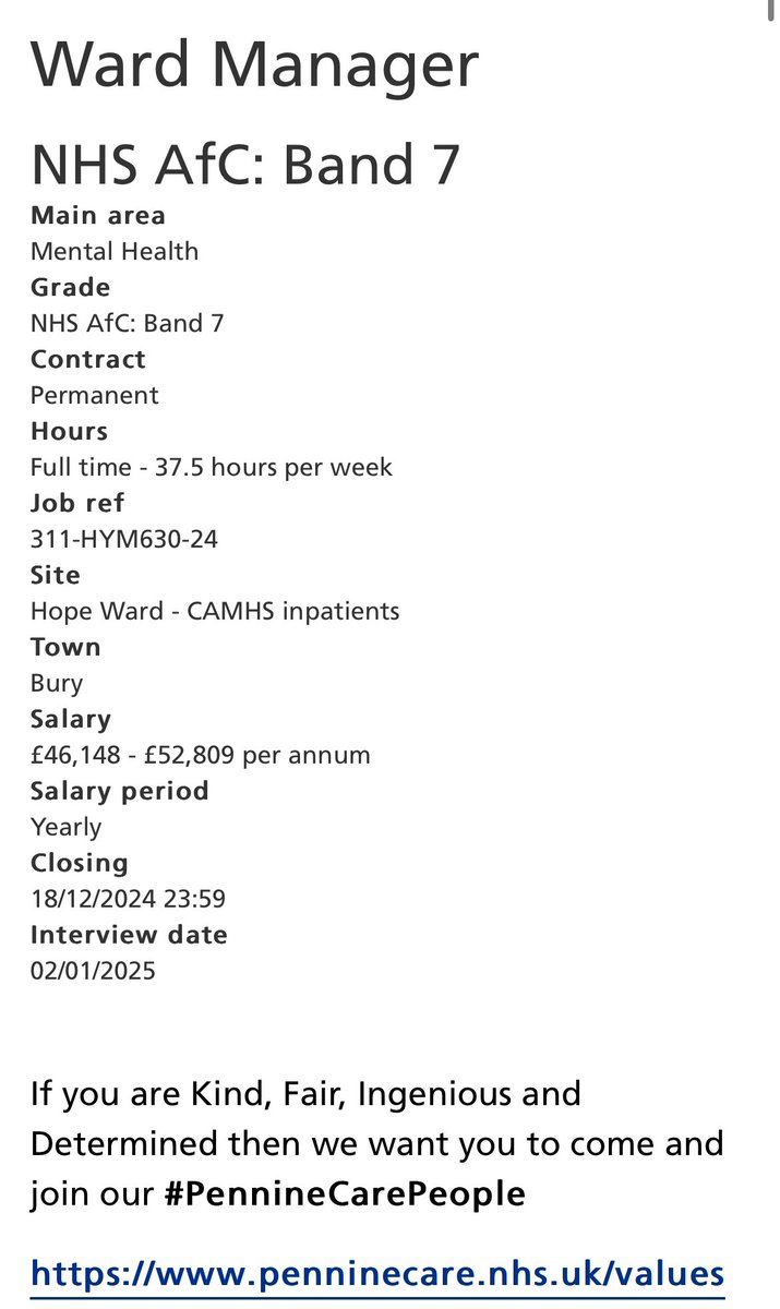 Kate Tasker 💙 (@nursektasker) on Twitter photo CAMHS Permanent Ward Manager 👇🏻👇🏻
⭐️ Supportive Team
⭐️ Service Development opportunities
⭐️ QI Focussed
⭐️ Training Opportunities
DM for more info ✅
#CAMHS <a href="/CAMHSNetwork/">⭐️✨💙CAMHS Network💙✨⭐️</a> <a href="/PennineCareJobs/">Pennine Care Jobs</a> <a href="/ChrisMurrayAD/">Chris Murray</a> CAMHS Permanent Ward Manager 👇🏻👇🏻
⭐️ Supportive Team
⭐️ Service Development opportunities
⭐️ QI Focussed
⭐️ Training Opportunities
DM for more info ✅
#CAMHS <a href="/CAMHSNetwork/">⭐️✨💙CAMHS Network💙✨⭐️</a> <a href="/PennineCareJobs/">Pennine Care Jobs</a> <a href="/ChrisMurrayAD/">Chris Murray</a>