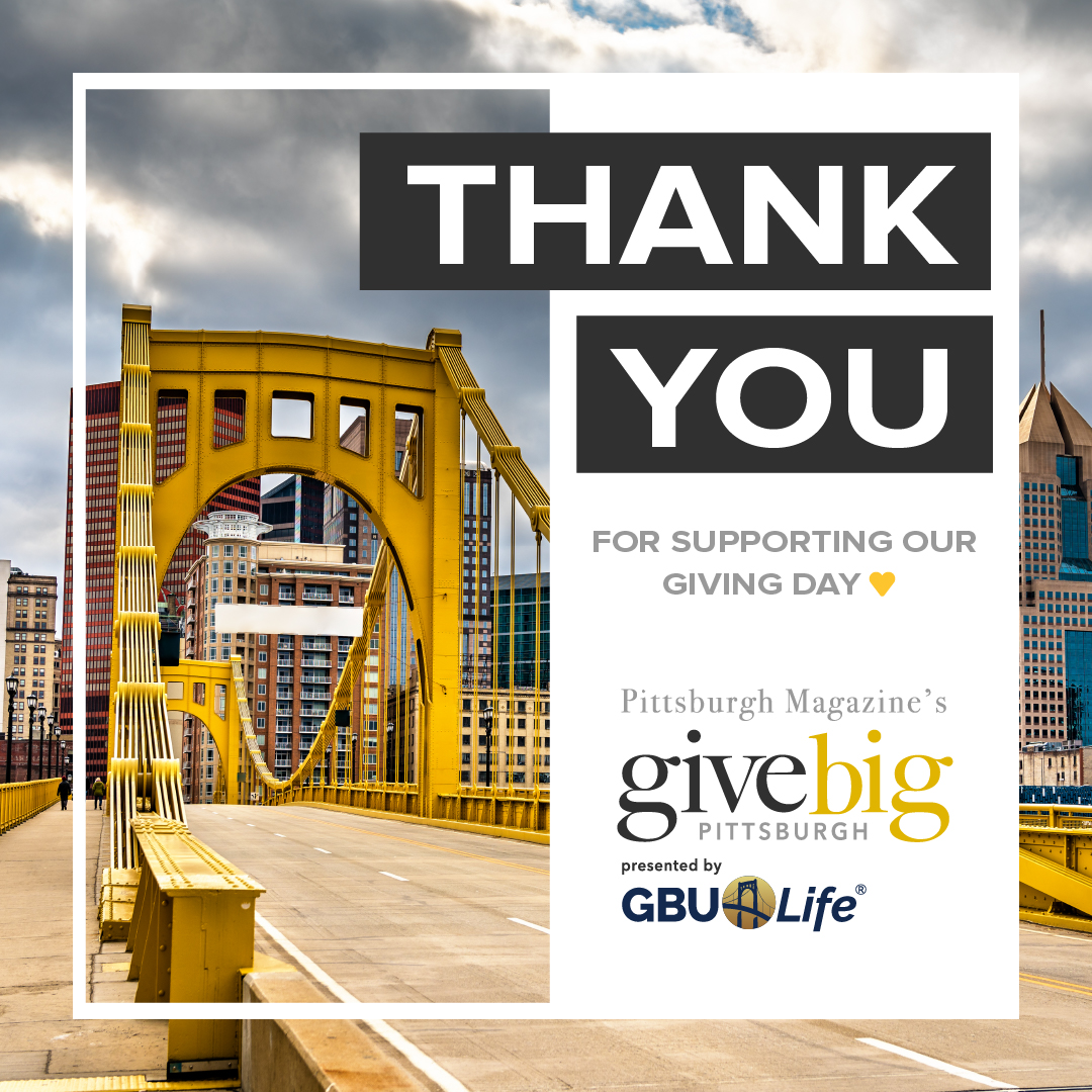 Thank you for supporting GiveBig Pittsburgh.  We are so grateful for your financial support.   You make the difference in the lives of those we serve.

If you missed #GivingTuesday, no worries, you can still make a donation at ow.ly/boWu50UkoTj .