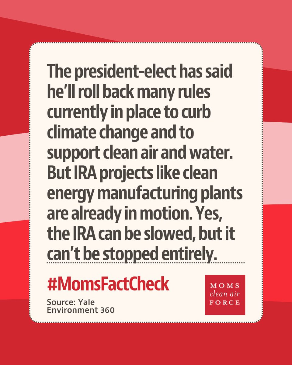 CleanAirMoms's tweet photo. While #ClimateProgress is in danger, a total wipeout of the #InflationReductionAct is unlikely. The IRA is just too big to repeal. And, the majority of IRA money for #CleanEnergy is flowing into Republican districts, making bipartisan opposition to a total repeal likely. #MomsFactCheck #MomDetective