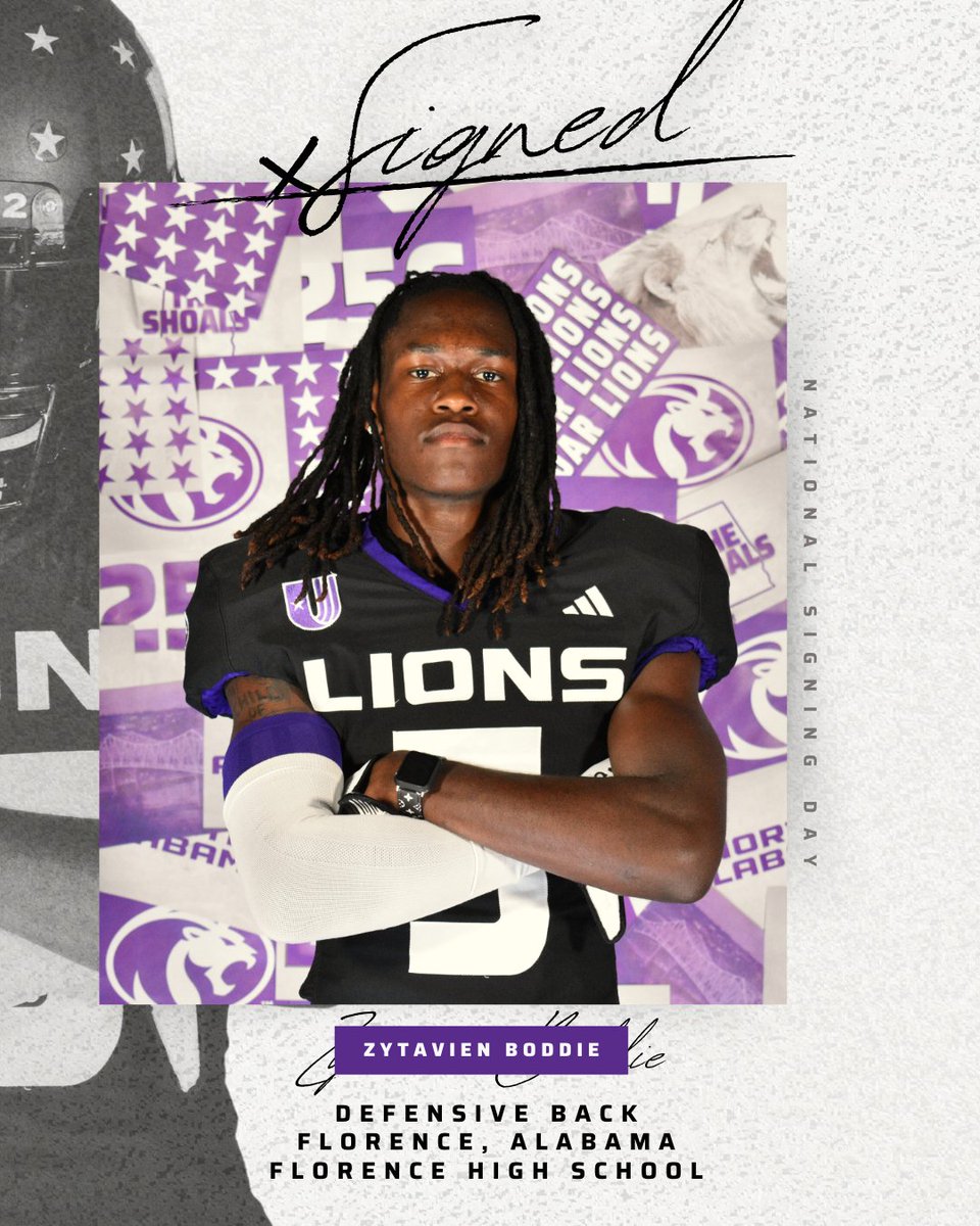 UNAFootball's tweet photo. Zy Boddie is in #ThePrideof25 ✍️

🏈 DB
📍 Florence, Ala.
🏫 Florence HS

#NSD25 | #RoarLions 🦁 https://t.co/PtJvjE5Syi