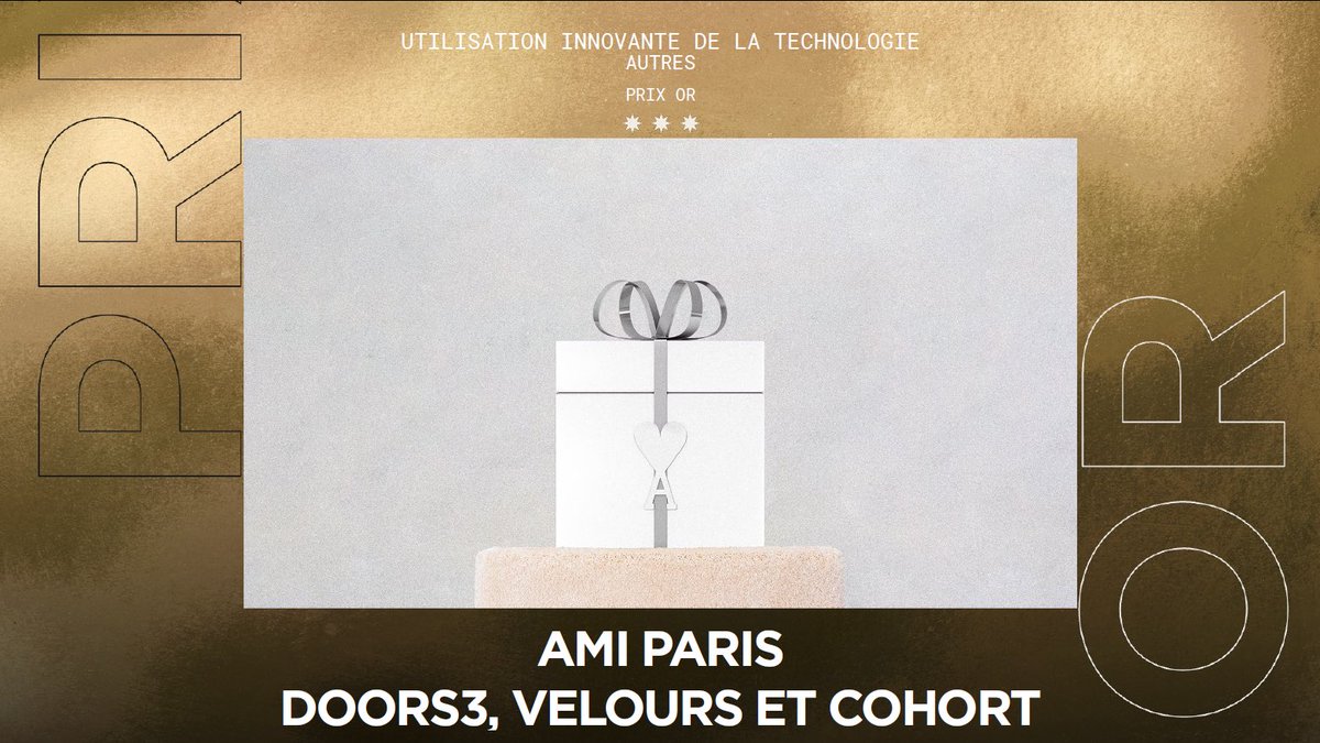 Strategies's tweet image. GP Stratégies du Luxe 2024 – Utilisation Innovante De La Technologie – Autres : un OR pour #AMIParis et les agences @Doors3_io, #Velours et #Cohort pour la réalisation « AMI Mystery Box ».
Bravo à eux !
#gpstrat