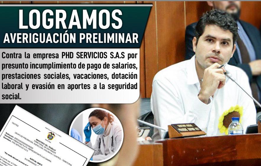 FabianDiazPlata's tweet photo. Tras nuestras denuncias Contra la empresa PHD SERVICIOS S.A.S por presunto incumplimiento de pago de salarios, prestaciones sociales, vacaciones, dotación laboral y evasión en aportes a la seguridad social #LOGRAMOS dar inicio a una averiguación preliminar.

Más de 15 profesionales en fonoaudiología, fisioterapia y terapia ocupacional que prestan servicios domiciliarios denuncian atrasos en sus pagos desde noviembre de 2023 y, en algunos casos, desde enero de este año. A pesar de cumplir jornadas de 7:00 a.m. a 5:00 p.m., no reciben seguridad social, prestaciones ni dotación de ley.

Envíanos tus denuncias al correo fabiandiaz.legislativo@gmail.com