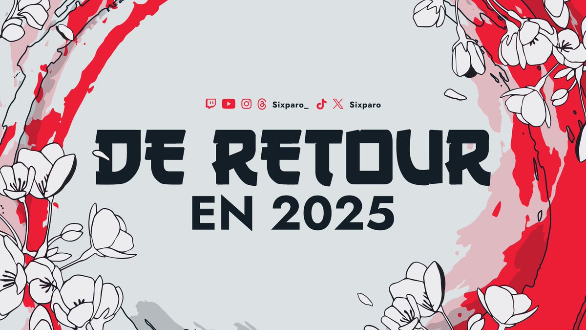 Retour en stream en Février/ Mars 2025 ! ⚠️ Nouvel Overlay/ Nouveau Concept ! 

twitch.tv/sixparo_

 #SaveTheDate #twitch #TwitchStreamers
