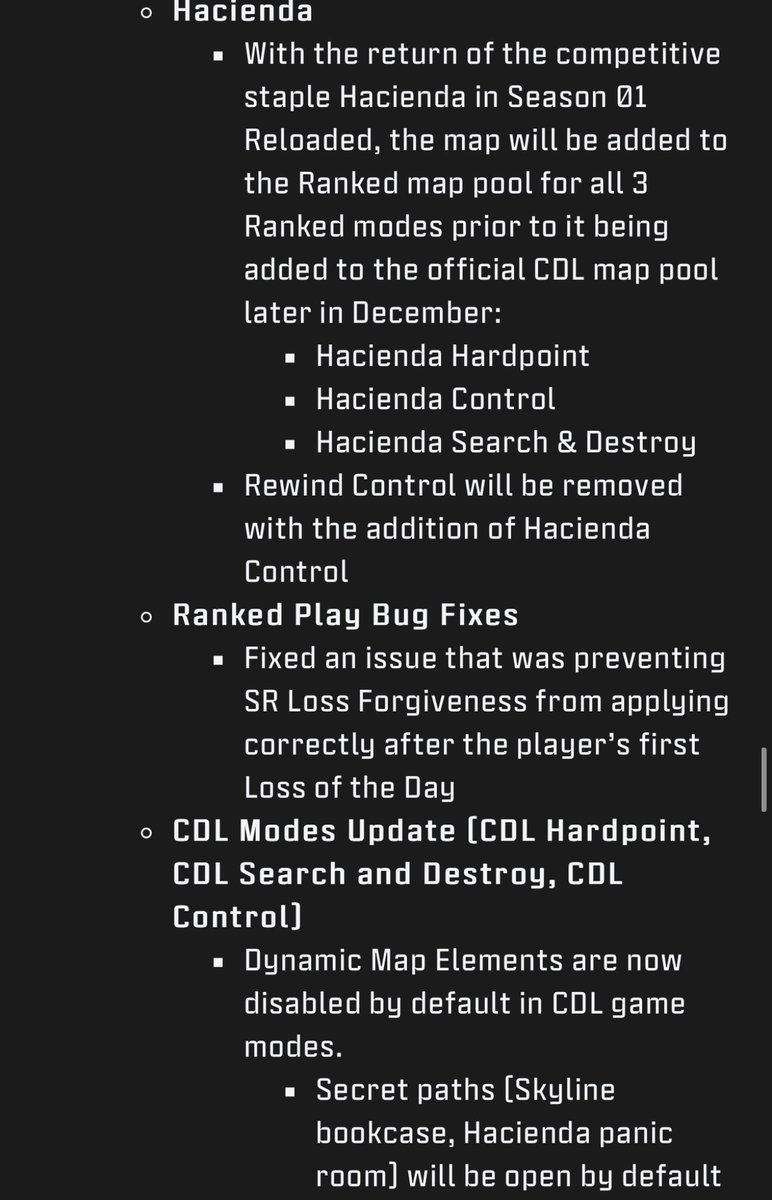 NEW: Black Ops 6 MP Ranked Play updates for Season 01 Reloaded:

Hacienda added
Krig banned