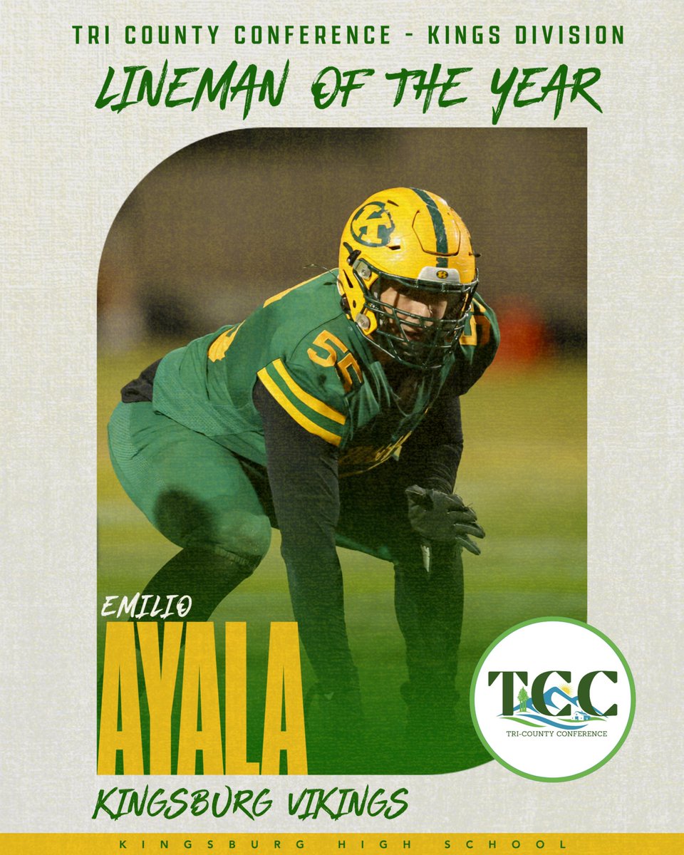 Congratulations to Emilio Ayala the Tri-County Conference Kings Div Lineman Of The Year