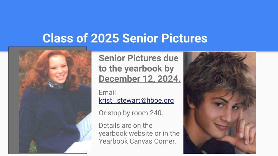 Link in bio for senior picture details or visit Yearbook Canvas Corner