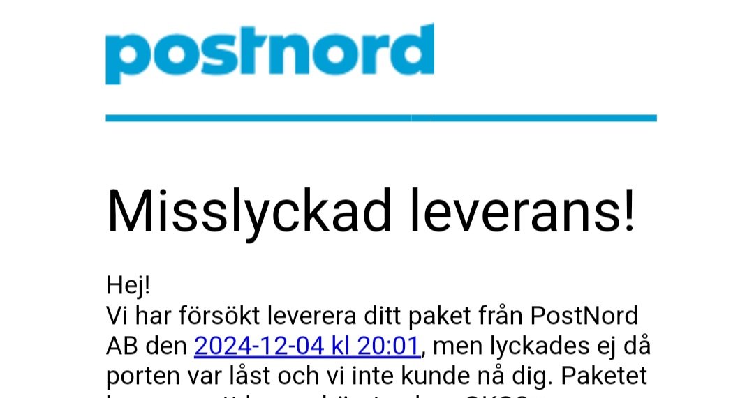 Hej <a href="/PostNordSverige/">PostNord Sverige</a>,

Jag bor i hus. Jag sitter i köket med utsikt över entren.

Sluta ljug.