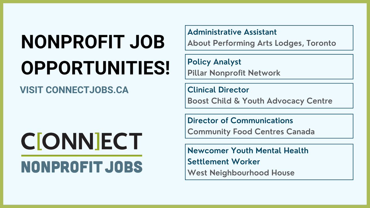 🌟 Searching for your next role in the nonprofit sector? ConnectJobs.ca has opportunities that drive meaningful change! From Policy Analyst to Clinical Director, find a role that supports community-driven missions and strengthens the nonprofit sector.